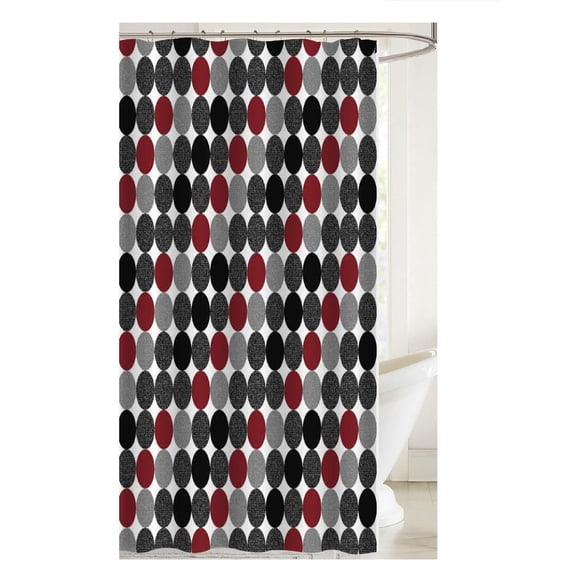 Rideau De Douche En Toile Imprimée Avec Crochets À Rouleaux (Ovales Solides)