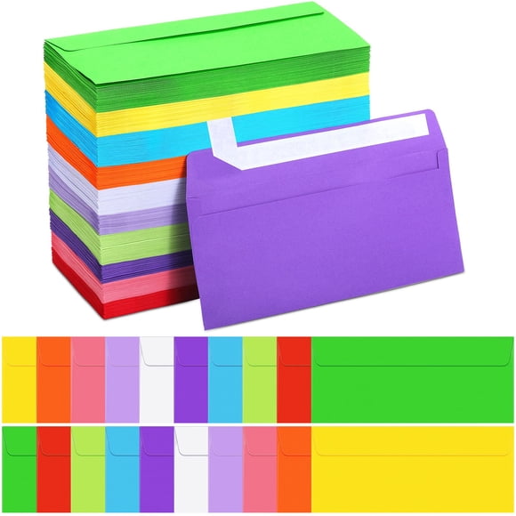 Outus 500 Pcs #10 Colored Envelopes Business Envelopes Adhesive Security Letter Size for Mailing Office Letter Check Invoices Letterhead Invitations Announcements 4-1/8 x 9-1/2''(