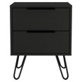 thumbnail image 1 of FM FURNITURE Nuvo Table de Chevet Moderne en Métal pour Chambre avec 2 Tiroirs, Noir, 1 of 7
