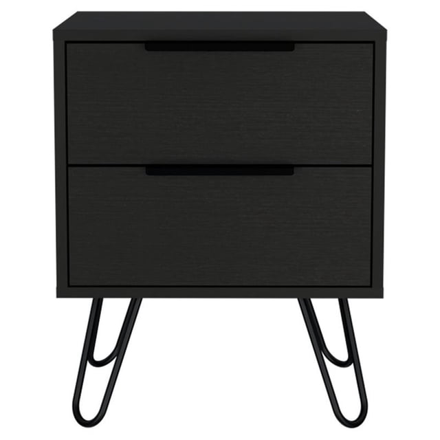 FM FURNITURE Nuvo Table de Chevet Moderne en Métal pour Chambre avec 2 Tiroirs, Noir