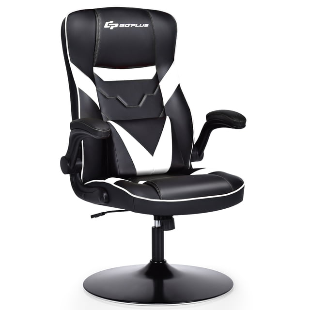 Chaise Berçante de Jeu Goplus à Hauteur Réglable Pivotante Style Course Berceuse Blanche