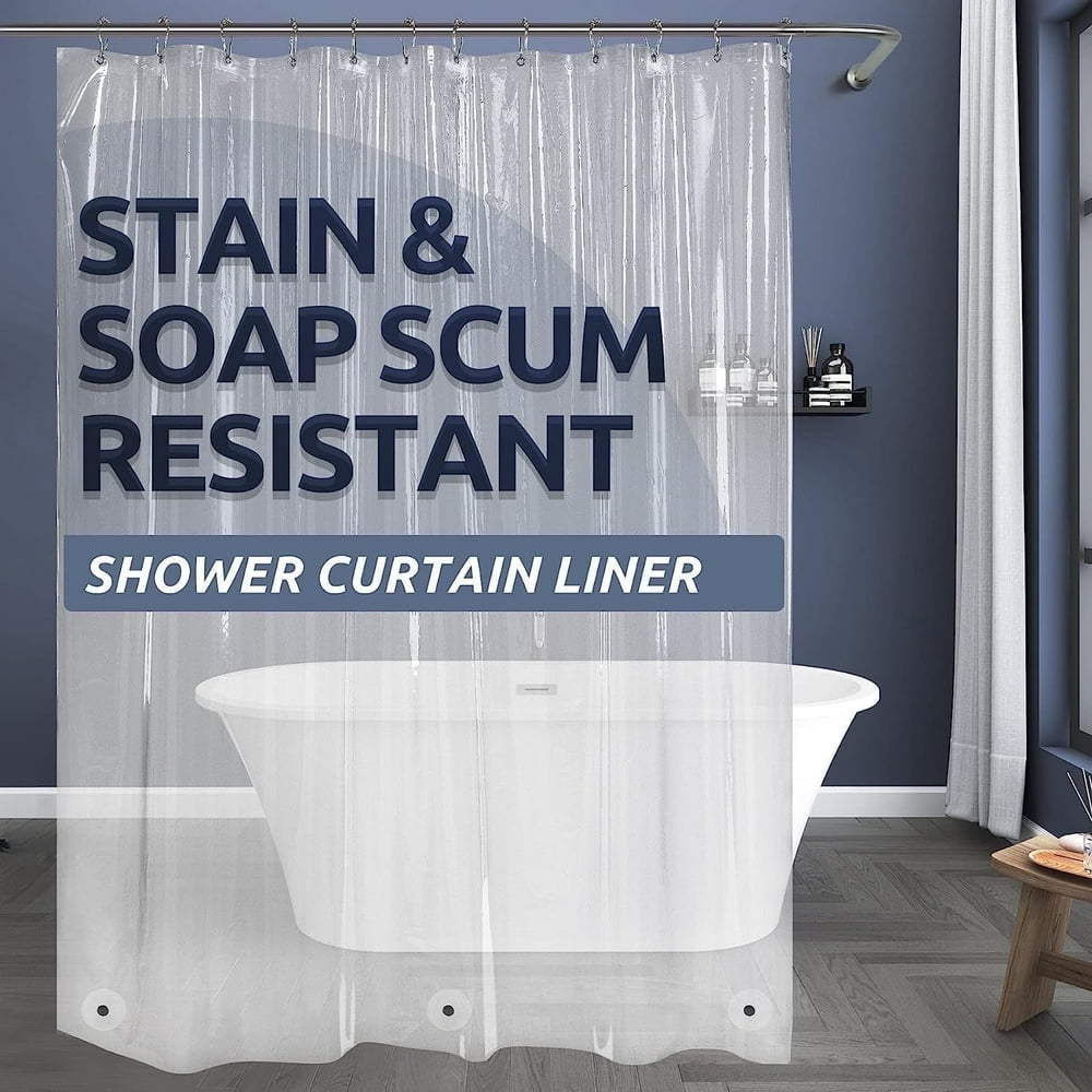 HLONK Clear Shower Curtain Liner  PEVA 72 x 72 Lightweight Waterproof Shower Curtains for Bathroom with Magnets and Rustproof Grommets