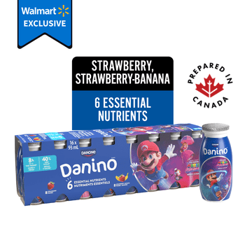 Danino Kids Yogurt Drink, Strawberry/Strawberry-Banana, Mario, 16x93ml