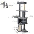 thumbnail image 2 of CoSoTower 50 Inch Cat Tree, Multi-Level Cat Tower with Sisal Scratching Posts and Ramp, Bed, Condo, Hammock, Toy Ball, Grey, 2 of 7