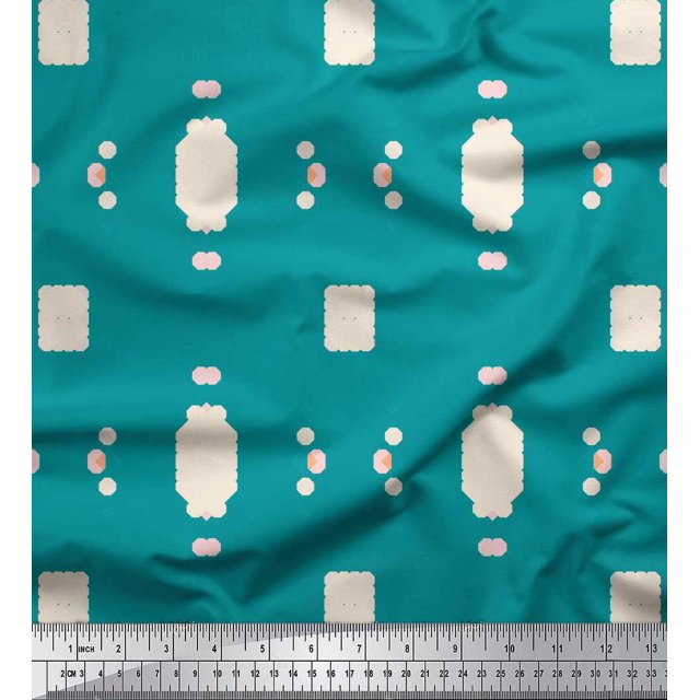 Soimoi Green Rayon Fabric Geometric Abstract Decor Fabric Printed Yard 42 Inch Wide