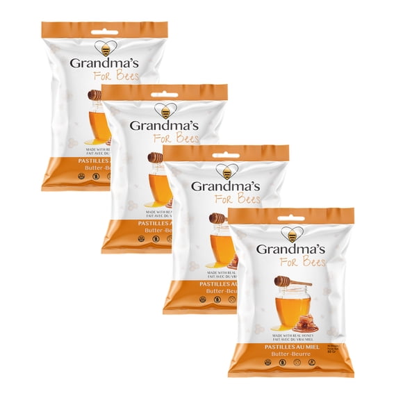 Grandma's For Bees | Old Fashioned Honey Drops | Honey and Butter 80g X Pack of 4