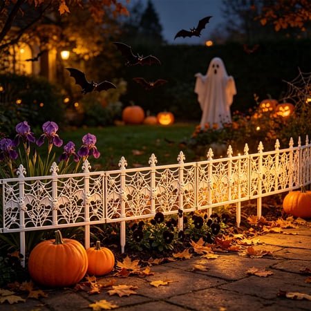 10 Pcs Halloween Garden Fence, Floral and Bird Fence Decorative Fence Atmospheric Fence for Yard Lawn, Plastic Garden Fence for Outdoor Decor