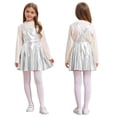thumbnail image 1 of RUNQHUI Robe Évasée pour Filles Fête d'Anniversaire Robe à Bretelles Jupe Plissée Vêtements de Carnaval Argent 14, 1 of 6