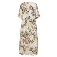 thumbnail image 3 of Robe Longue Maxi Boho Décontractée en Coton et Lin à Manches 3/11 à Fleurs pour Femmes, 3 of 5