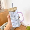 thumbnail image 3 of WIFKLSIIPG Heat Glass Cup with Straw 400ML Suitable for Cold Drinks Juice Milk Including Lid Glass Texture Suitable for Various Beverages, 3 of 5