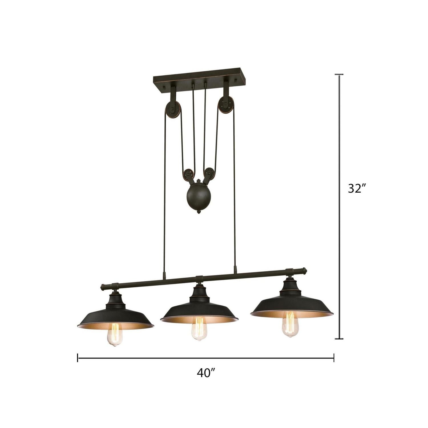 Westinghouse Iron Hill Chandelier sur Poulie à Trois Lumières