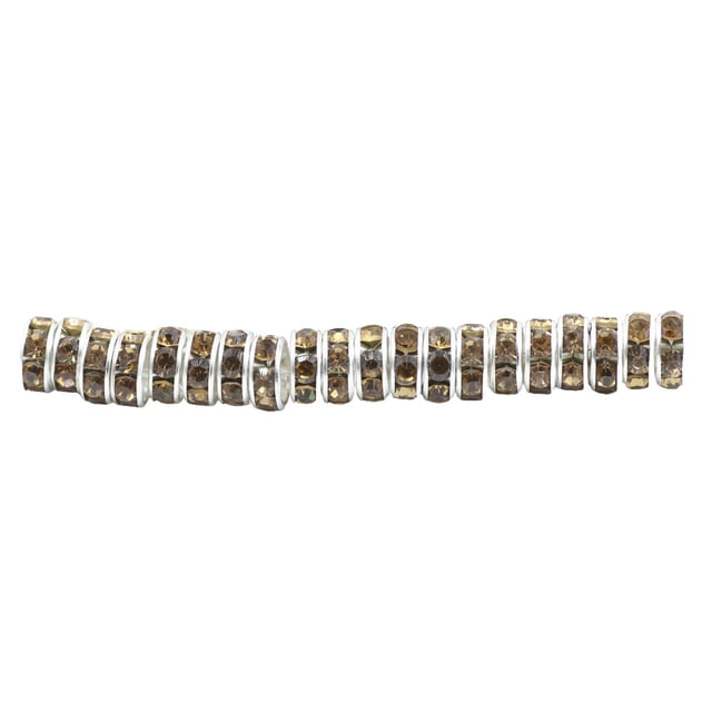100 Pieces Rhinestone Rondelles with Big Holes Charm Spacer Beads Jewelry Crystal Multi-colors Loose Bead for DIY Necklace Champagne