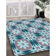 thumbnail image 3 of Ahgly Company Tapis d'Intérieur Rectangulaire Transitionnel Bleu Lagon Bleu Lavable à la Machine, 3 Pieds x 5 Pieds, 3 of 7