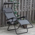 thumbnail image 2 of Outsunny Foldable Lounge Chair with Canopy Shade, Side Tray, Cup Holder, 2 of 10
