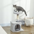 thumbnail image 2 of PawHut 28" Cat Tree Tower with Plush Top Bed, Light Grey, 2 of 10