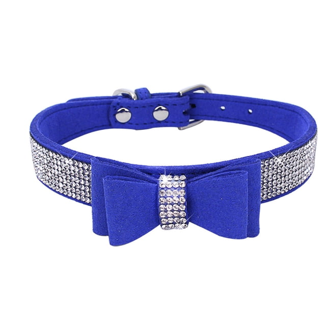 pitrice Bling Crystal Cat Collar Metal Adjustable Puppy Bow Tie Rhinestone Soft Collars Pet Supplies for Small Medium Dogs
