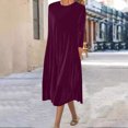 thumbnail image 3 of Bocqde Robe en Velours Doré pour Femmes Grande Taille Mode Décontractée à Manches Longues à Col Rond Robe Automne Hiver Douce et Confortable Robe Midi pour Femmes, 3 of 6