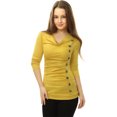 thumbnail image 2 of INSPIRE CHIC Women's Cowl Neck Buttons Decor Long Sleeves Ruched Top, 2 of 6