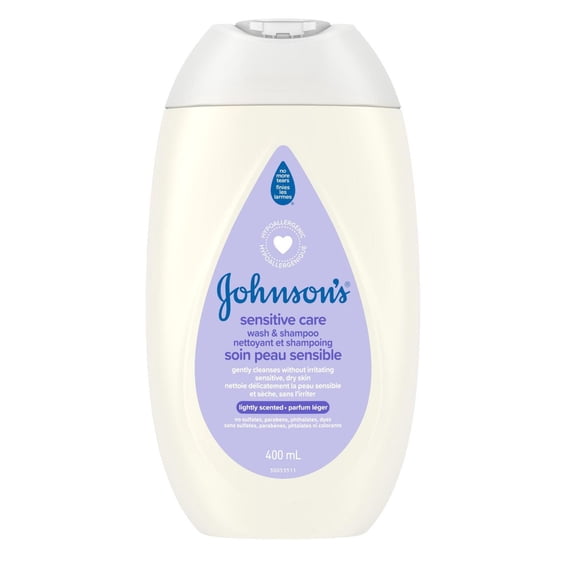 Johnson’s Sensitive Care Baby Wash & Shampoo, Hypoallergenic Cleanser, Pro-Vitamin B5, Sunflower Oil, Dry Skin