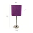 thumbnail image 4 of LimeLights Brushed Steel Stick Lamp with Charging Outlet and Fabric Shade 2 Pack Set, 4 of 9