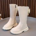 thumbnail image 2 of Gubotare Little Girls Combat Boots Combat Boots for Girls Lace Up Riding Boots Mid Calf Fashion Waterproof Non Slip Side Zipper Boot Fall Winter Spring Size 13 (Beige,Little Kids 13), 2 of 8