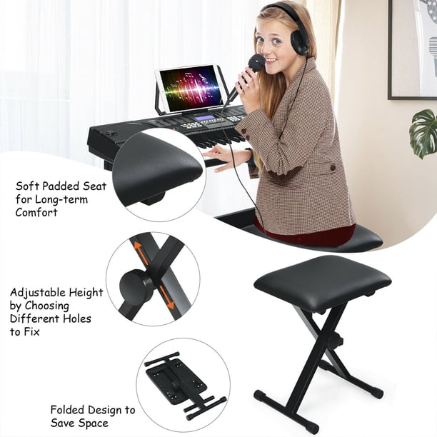 Gymax 61-Key Electronic Keyboard Piano Starter Set w/Stand Bench