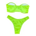 thumbnail image 5 of B91xZ Ensemble de Bikini String Triangle pour Femmes Rétro Halter Froncé Taille Haute Bikini avec Bas, Vert L, 5 of 5