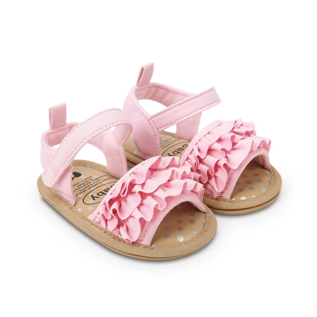 Baby Toddler Girls Soft Open Toe Summer Sandals Flower Princess Flat Shoes