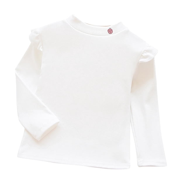 vdgthytj Toddler Baby Girls Long Sleeve Shirts Ruffle Printed Crewneck Basic Layering Tops Kids Cotton Blouse Fall Tops