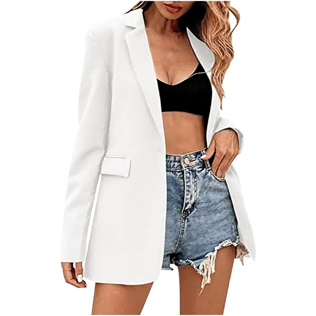 Fashion Womens Long Sleeve Open Front Loose Outerwear Solid Blouse Coat Tops Button Pockets Blouse