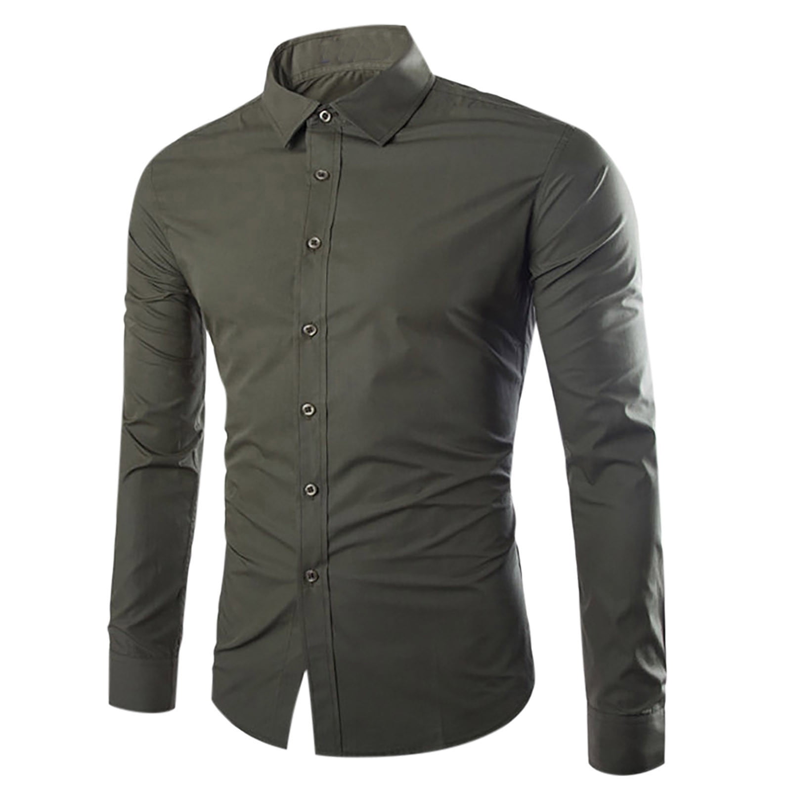 AherBiu Men Shirts Button down Long Sleeve Causal Regular Fitted Causal Loose Fall Winter Classic Solid Color Tee Tshirts