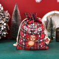 thumbnail image 4 of Red Plaid Cotton Drawstring Gift Bag - Reusable Treat Pouch for Cookies, Candy, and Holiday Party Favors, 4 of 8