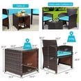 thumbnail image 2 of Patiojoy 3 PCS Patio Rattan Furniture Set Conversation Chair Set with Soft Cushion & Coffee Table Turquoise, 2 of 7
