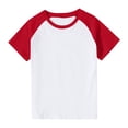 thumbnail image 1 of VKOYWKM T-Shirts pour Tout-Petits Garçons Filles à Blocs de Couleur Raglan Hauts Mignons Col Rond Manches Courtes T-Shirts Petites Filles Chemise de Rentrée, 1 of 9