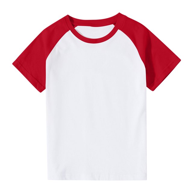 VKOYWKM T-Shirts pour Tout-Petits Garçons Filles à Blocs de Couleur Raglan Hauts Mignons Col Rond Manches Courtes T-Shirts Petites Filles Chemise de Rentrée