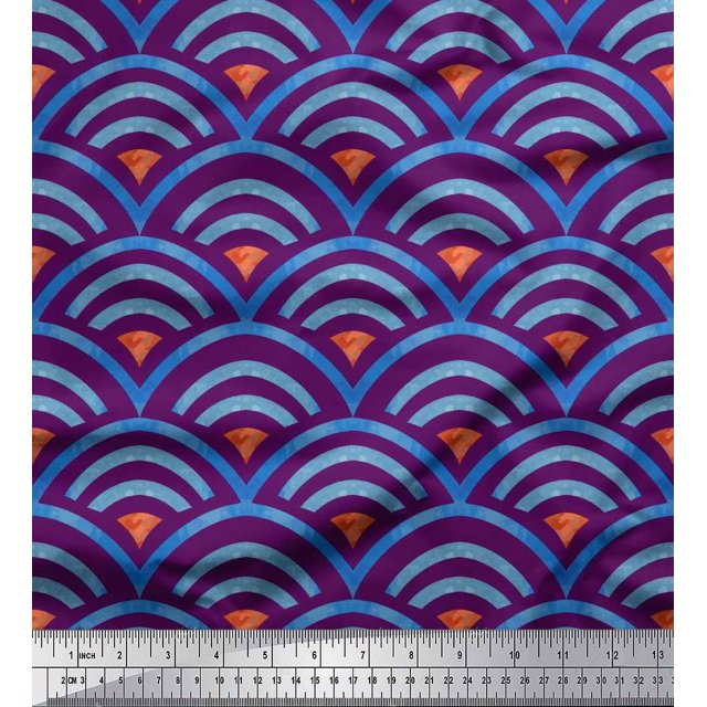 Soimoi polyester Crepe Fabric Scales Geometric Decor Fabric Printed Yard 42 Inch Wide