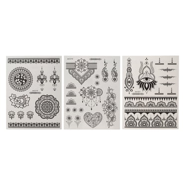 Unique Bargains 3 Pcs Realistic Fake Tattoos Mixed Styles Temporary Tatto for Adult Black