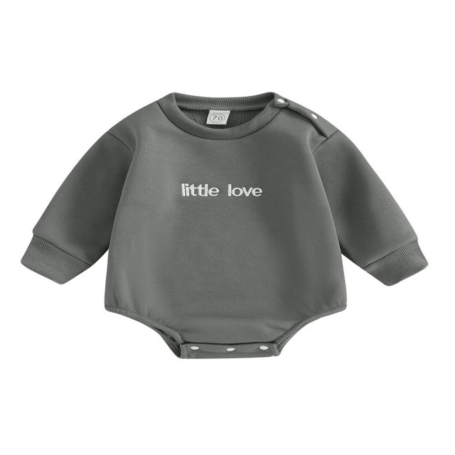 Baby Fall Romper Long Sleeve Snap Shoulder Letter Embroidery Bodysuit