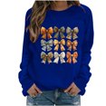 thumbnail image 3 of QATAINLAV Chandails à Manches Longues pour Femmes pour la Sensibilisation au Cancer du Sein, Mignon Chandail à Col Rond Imprimé Blouse 2025 Automne Tunique Décontractée Hauts Offre du Jour Bleu G, 3 of 5
