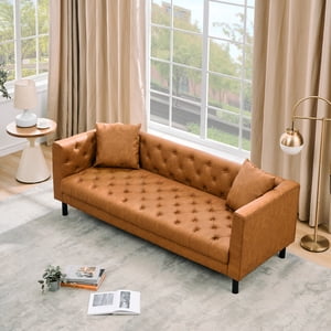 81inch PU Canapé en cuir pour le salon, Bouton fait main 3 Canapé Seater, Canapé en cuir moderne avec siège profond, Chesterfield Couch pour l'appartement, Bureau