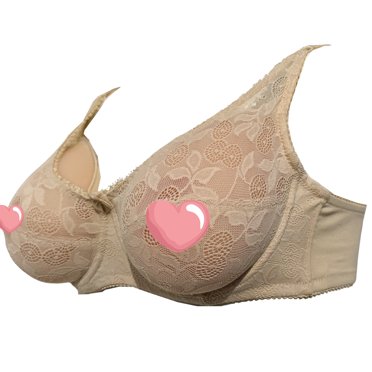 BIMEI See Through Bra Underwired Silicone Breast Forms Pocket Bra Mastectomy Fake Prosthesis,Beige,40 for ABCD