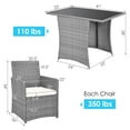 thumbnail image 4 of Costway 3PCS Patio Rattan Furniture Set Cushioned Sofa Armrest  Garden White, 4 of 10