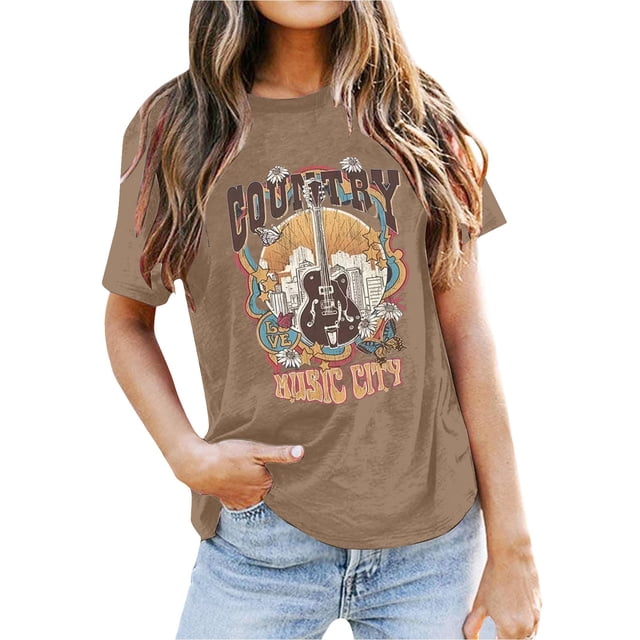 LUOGENLI T-shirts pour Femme pour Femmes T-Shirt Décontracté Imprimé à Col Rond Uni à Manches Courtes T-Shirt T-shirts pour Femmes T-Shirt Graphique Drôle Saint-Valentin Kaki m