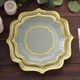 thumbnail image 1 of CUITING 25 Pack White Pink Paper Dessert Plates in Damask Floral Pattern  8” Round Disposable Salad Appetizer Plates with Scalloped Rims - 300 GSM, 1 of 11