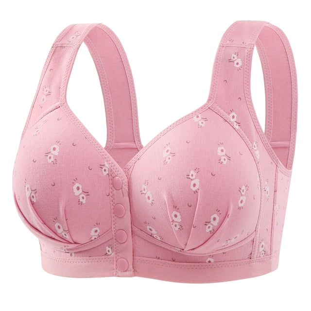 Timegard Bras for Women No Underwire Front Closure Button Comfort Bras Ruched Cute Everyday Bralette