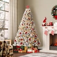 thumbnail image 2 of Kojooin 4.5/6/7.5/9 FT Pre-Lit Flocked Artificial Christmas Tree with Warm White Lights, Pure PVC Material, Hinged Branches for Easy Setup, Full Shape Holiday Decor for Home, Office, 2 of 7