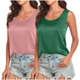 thumbnail image 1 of Timegard Débardeurs 2 Pcs pour Femmes Satin Col Rond Sans Manches Doux Confortable Décontracté Camisole T-Shirt Basique Couleur Unie, 1 of 6