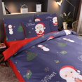 thumbnail image 2 of Christmas Tree Deer Santa Claus Printed Bedding Sets Quilt Cover Set No Comforter (Blue, King), 2 of 7