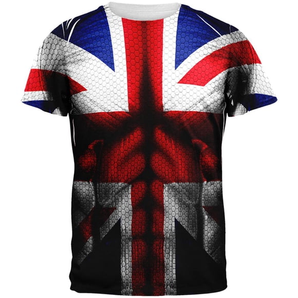 Halloween Union Jack British Flag Superhero Costume All Over Mens T Shirt