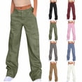 thumbnail image 1 of CFLVAEK Womens Cargo Pants with Pockets Casual Mid Rise Denim Pant Loose Fit Wide Leg Hiking Pants Solid Color Jean Pants Gray M, 1 of 9